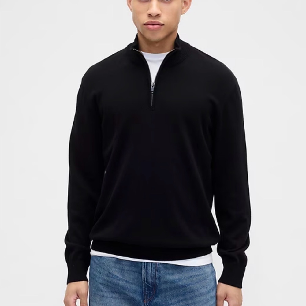 2 Gap 100% Merino Wool Sweater Mens 1/2 Zip Long Sleeve Black and Navy
